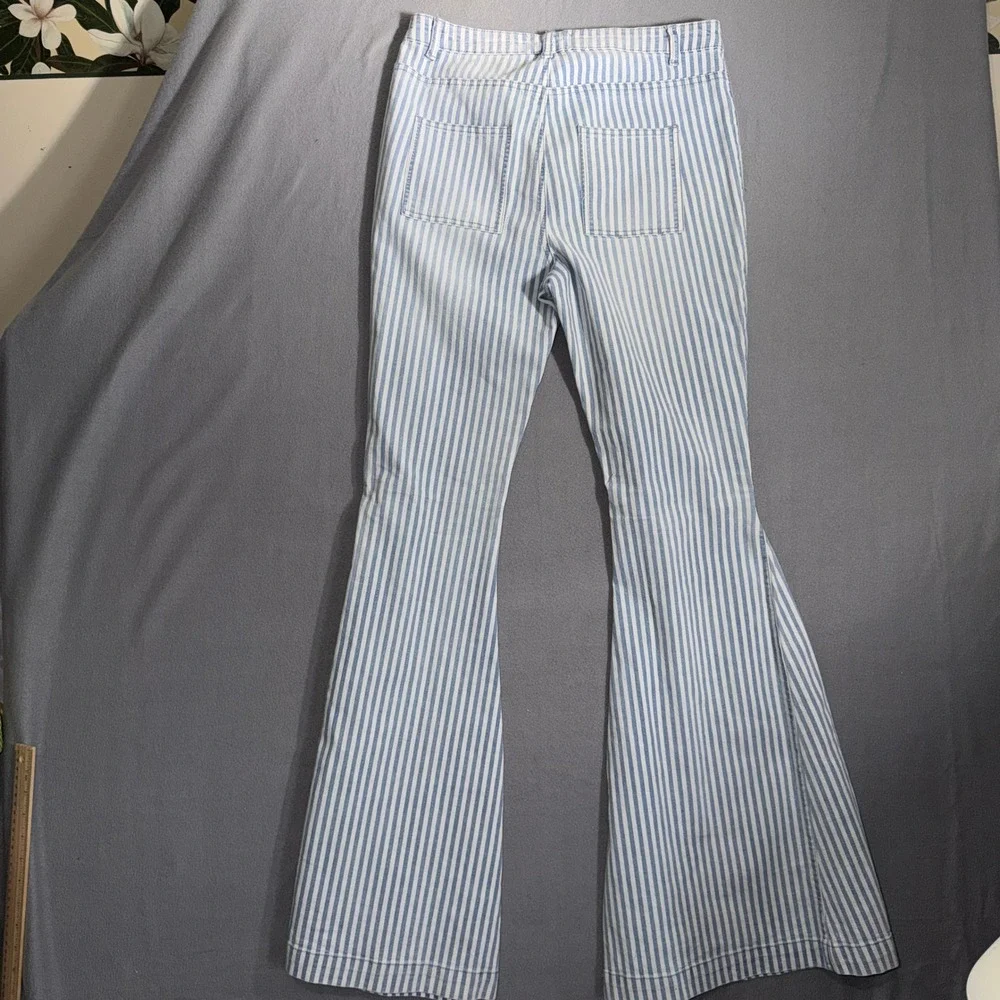 Blank Paige Medium Striped Flare Jeans Retro Boho Coastal Cowgirl Festival